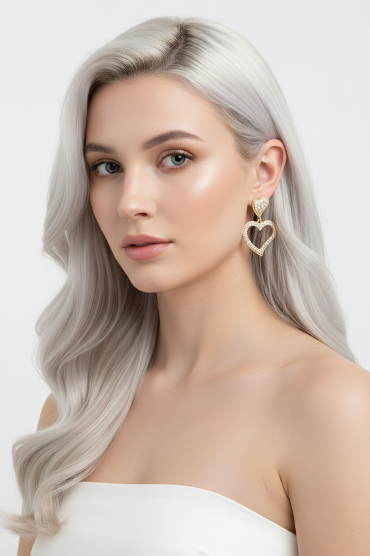 Sparkling Twin Heart Drop Dangle Earrings